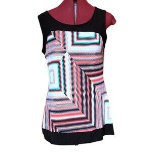 SAN FRANCISCO - Vintage Geometric Pattern Sleeveless tunic-length Top XL